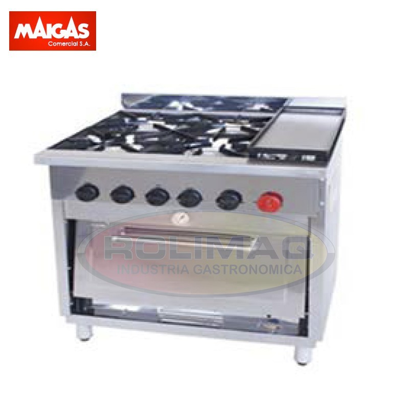 Cocina industrial 4 platos con churrasquera